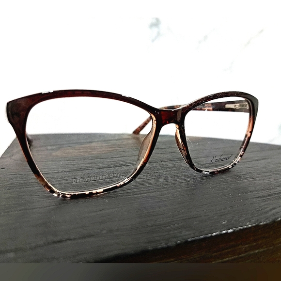 Enhance Accessories - NEW Rx'able eyeglass Frame, women modern glasses, brown/tortoise 54-15-143 full